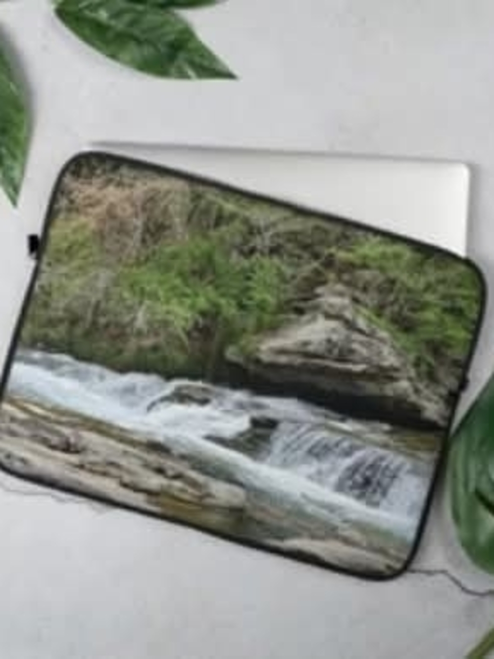Scenic Waterfall Laptop Sleeve in Green and Blue